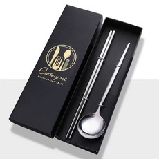 不鏽鋼餐具組 葡萄牙風格, 銀色兩件組-湯匙筷子, 1個