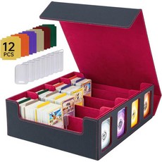 MTG 커맨더 데크 박스 2400장 카드 저장 8개 조절 가능한 칸이 있는 트레이딩 스포츠 카드용 보라색, 빨강