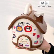 하우스 모델링 피기 뱅크 도파민 피기 뱅크 소년 소녀 휴일 선물 사용 가능한 장난감 보관함, Y11-3306 피기 뱅크 레드 (무료 스티커)