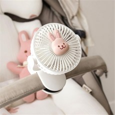 chezbébé 嬰兒車夾式USB小風扇-小兔子造型, 小兔子夾扇白色扇葉, 1個