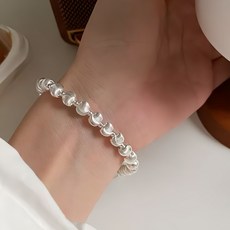 구미호 캣츠아이 고 광택 실버925 은 볼 팔찌(탄력줄)