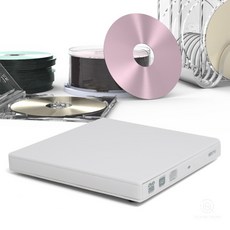 슬림 USB 외장ODD CD롬 노트북 컴퓨터 DVD리더기 화이트 데스크탑 플레이어, 1개