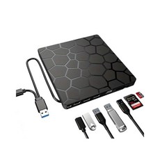 KAICHUAN H01 多功能外接光碟機，支援USB 3.0與Type-C介面，具備讀卡機與USB擴充功能, 1個