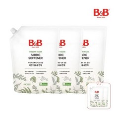 [증정] 유아 비건 섬유유연제 리필형 1500ml 3개 (+800ml 2개증정), 1.5L