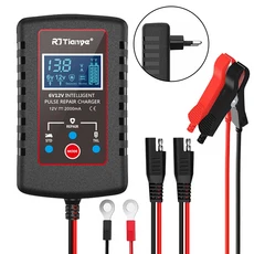 스마트 배터리 충전기 자동차 플로트 다중 보호 ASE 어댑터 케이블 오토바이 잔디 깎기 기계 6V 12V 스위치, 02 EU