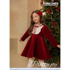[당일 XL JS ] 포크칩스 소피아 원피스 크리스마스 유아동 레드 드레스 단체 행사 선물 프리티조이