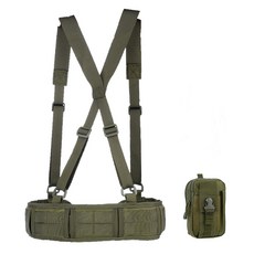 戶外多功能戰術腰封 戰術腰帶 多功能腰封套裝 快拆按扣訓練腰帶戶外多功能腰封套裝尼龍蛇加厚腰帶多功能全套腰封釣魚腰帶, 軍綠色腰封+腰帶+背帶+包, 1個