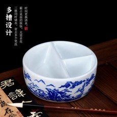 陶瓷3格筆洗 景德鎮青花瓷, 1個, 陶瓷3格筆洗 直徑165mm