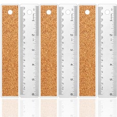 3pcs 코르크 후원 통치자 6 인치 금속 통치자 코르크 백킹이있는 비 슬립 메탈 통치자 사무실 학교의 직선 통치자, 그림처럼