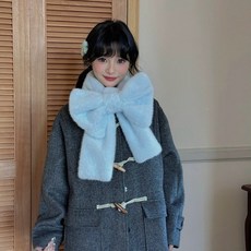 蝴蝶結毛絨圍巾 立體造型保暖圍脖