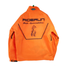 RIDERUN 라이더런 바람막이 오토바이자켓 점퍼 신형개선품 자수타입, 형광주황(블랙)