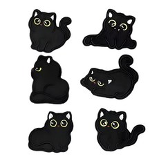 비브랜드 열접착식 스티커 블랙 고양이 와펜 6종, 1개