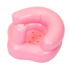 嬰兒小沙發寶寶學坐椅：充氣防摔安全座椅，多功能兒童音樂沙發, （按壓打氣）粉色簡單款