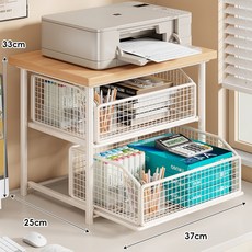 사무실 데스크탑 프린터 스탠드 이중 레이어 복사기 보관 캐비닛 다기능 문서 정리대 철제 소재, 흰색 이중 - 원목 판재