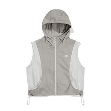 코드그라피 우먼 유틸리티 배색 후드 베스트_라이트그레이 162334