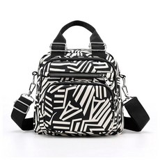 PORRASSO Women Crossbody Bag Small Backpack Casual Shoulder Multi-pocket Nylon Messenger Handbag D