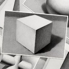 미술 스케치 기하학적 도형 정물화 초상화 모사 카드, 라이브러리 바인딩, 4_기하 도형 석고 사진 40장 A5, 1개