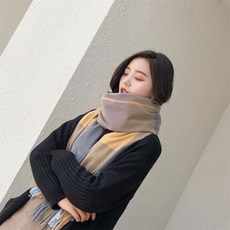 秋冬加厚女士格子圍巾 長款保暖仿羊絨流蘇披肩