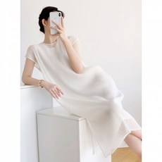 Yellwel 여름 여성용 시스루 이중 레이어 반팔 원피스 DJP