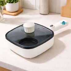 레이란 전기 계란 후라이팬 팬케이크 가정용 3구 계란후라이팬 프라이팬 달걀 만능 팬, 2-in-1 프라이팬 (흰색) 뚜껑 포함