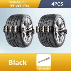 1톤트럭체인 SEAMETAL 자동차 미끄럼 방지 체인 적합 타이어 크기 165mm-265mm 조절 가능한 스노우 범용, 01 black 4pcs