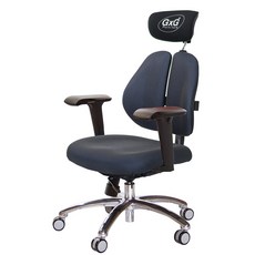 GXG 雙背工學椅 鋁腳/4D升降扶手 型號2606 LUA3, 耐髒黑藍, 1個