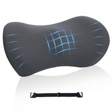 요추 베개 여행을 시트용 운전 허리 자동차 쿠션 메모리 휴식 의자 위한 사무실 지지 수면, 다크 그레이 (스트랩 포함)