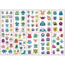 전제품 (10장세트)KC인증 어린이 타투스티커 캐릭터 판박이, G.몬스터테마, 1세트