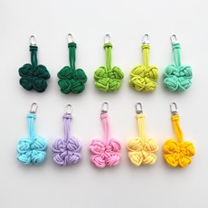 양말목 공예 네잎 클로버 키링 만들기 diy 업사이클링 열쇠고리 환경 교육 교구 행운 선물, 5.민트, 1개