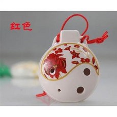陶笛 紅色花卉圖案, 正品新立瓷笛6孔陶笛六孔高音c調四色小太極初學者指法表, 1個, 6c-01