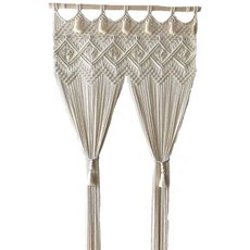 뜨개커튼 레트로 공간분리 실커튼 카페 인테리어 가림막, 90x190cm 나무 기둥+커튼