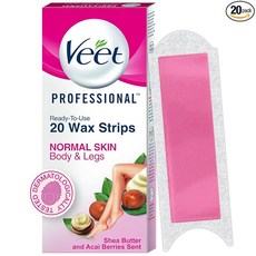 Veet Professional Waxing Strips Kit for Normal Skin 20 Strips | Gel Wax Hair Removal for Women, 2개, 79g