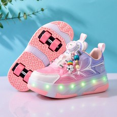롤러슈즈 롤러스케이트 LED 바퀴 신발 탈부착 어린이용, 1개, S724 핑크 럭키 비즈