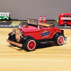 聲光可開門Q版復古合金車 - 警車 金龜車 雙層巴士 復古老爺車 mini cooper模型車 小車, 復古-紅(聲光雙開門, 1個