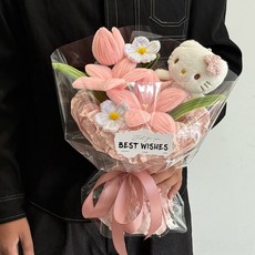 YAPOGI 졸업식 수료식 학예회 선물 인형 꽃다발, 1개, 핑크색