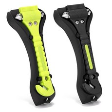 Yiader 창문 브레이커 안전벨트 커터가 있는 2-in-1 비상 탈출 도구 가족 구조 및 교통 사고 탈출용 자동차 안전 해머 230367 8455337475, 네온 그린 + 블랙