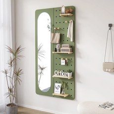 多功能洞洞板壁掛鏡，橄欖綠收納鏡，DIY組合壁鏡，簡約風格穿衣鏡, 祖母綠105*160cm