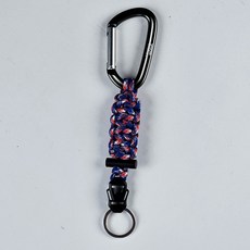 傘繩D環戰術掛鉤 附打火石 手工編織傘繩 戶外 安全 警消 導遊 教練, 美國(第二代), 1個