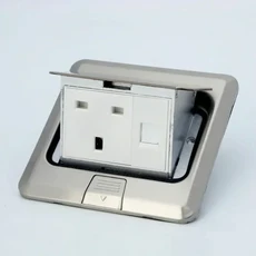 팝업 플로어 소켓 숨겨진 유형 EU FR 범용 전원 콘센트 스테인레스 스틸 스위치 홈 오피스 테이블용, 02 golden, 08 UK computer