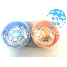 MIT台灣製 純兔毛粉撲盒 寶寶粉撲盒/組(藍/橘), 1個, 顏色隨機/組