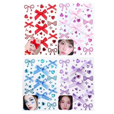 SET) [alldeblue]얼굴 씰 리본×하트×라인 스톤 세트 붙이는 메이크 하트 피어스