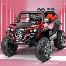 어린이용 대형 4륜 오프로드 자동차 충격 흡수 기능 충전식 2인용 원격 전동차 유모차, 9 페인트 빨간색 12V7 배터리 더블