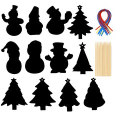 DIY 스크래치페이퍼 크리스마스 북마크만들기 세트, 12개