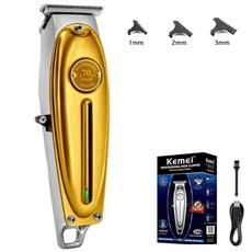 Kemei KM-1949 전문 마무리 머리 깎기 남자 무선 트리머 T-블레이드 조각 컷, 05 Golden with box