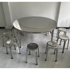원형인덕션 접이식 테이블 레스토랑 회전식 스텐 식당 샤브샤브 고깃집 일체형 인덕션 캠핑, H. 1.3m+스툴10개