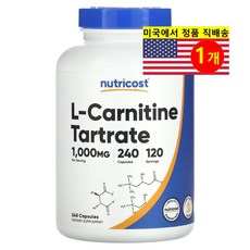 Nutricost L-카르니틴 타르트레이트 1000mg (정당 500mg) L-Carnitine 240정, 1개