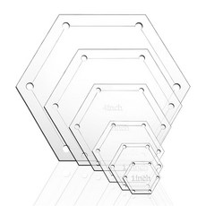 6개 아크릴 육각형 퀼팅 템플릿 세트 제작을 위한 1/4인치 솔기 여유가 있는 1"-5" 크기, 투명한