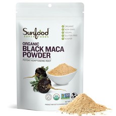 Sunfoods Superfoods 유기농 블랙 마카 파우더 - 뿌리 파우더 남성 및 여성용 페루 생 비건 프리미엄 113.4g(4온스) 백 311946, 1개