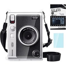 인스탁스 미니 에보 케이스용 CAIYOULE 카메라 케이스 9H 경도 스크린 프로텍터가 있는 후지필름 인스턴트 카메라용 PC 클리어 폴라로이드 액세서리용 없음 | 에보용, Clear Case