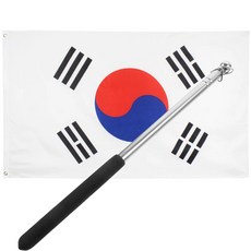태극기 접이식 국기봉포함 90x60cm 일반국기재질 한국국기 korea flag 세계국기 우리나라 대한민국 서울 south korea 한국기, 1개